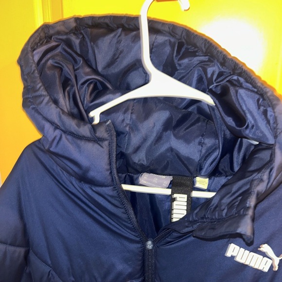 Puma Blue Puffer Jacket Mens 2XL‎ XXL Full Zip Hooded - Picture 4 of 8